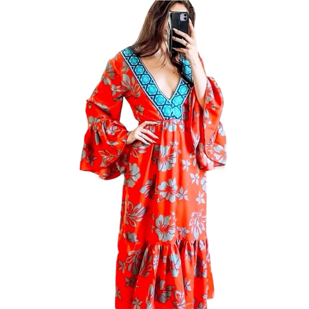 Augustus Roark Deep V Maxi Dress size S